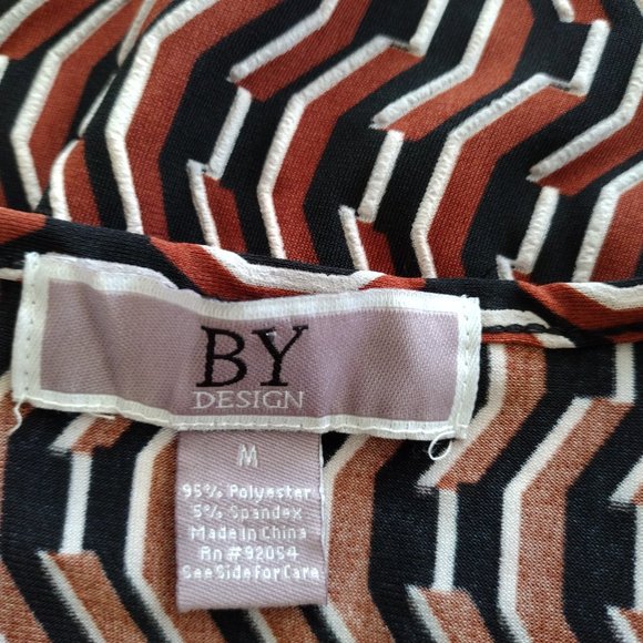 BY Design Geometric Multicolored Textured 3/4 Sleeve Stretch Blouse Size M - Picture 8 of 11